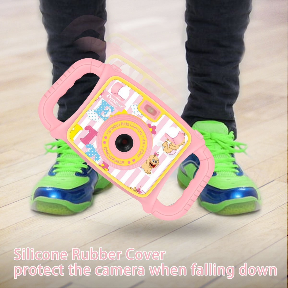 DROGRACE Kids Camera 1080P HD Kids Digital Video Camera Sports Camera for Girls Birthday Holiday Gift Children Camera with 2 inch LCD Screen – Pink