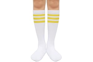 Henwarry Kids Over the Calf Tube Socks Classical Stripes Cotton Soft Athletic Socks for Boys Girls