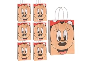 EBWHOLE 12 Pcs Cute Mouse Party Favor Bags, Candy Goodie Treat Bags with Handle, Cartoon Birthday Party Supplies (B)