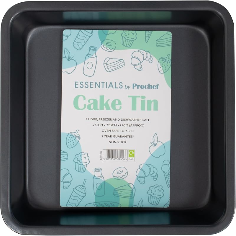 Prochef Essentials Non Stick Square Cake Tin 22 x 22 x 5 cm