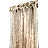 ave split Decorative Door String Curtain Wall Panel Fringe Window Room Divider Blind Divider Tassel Screen Home 100x200centimeter (Champagne18)