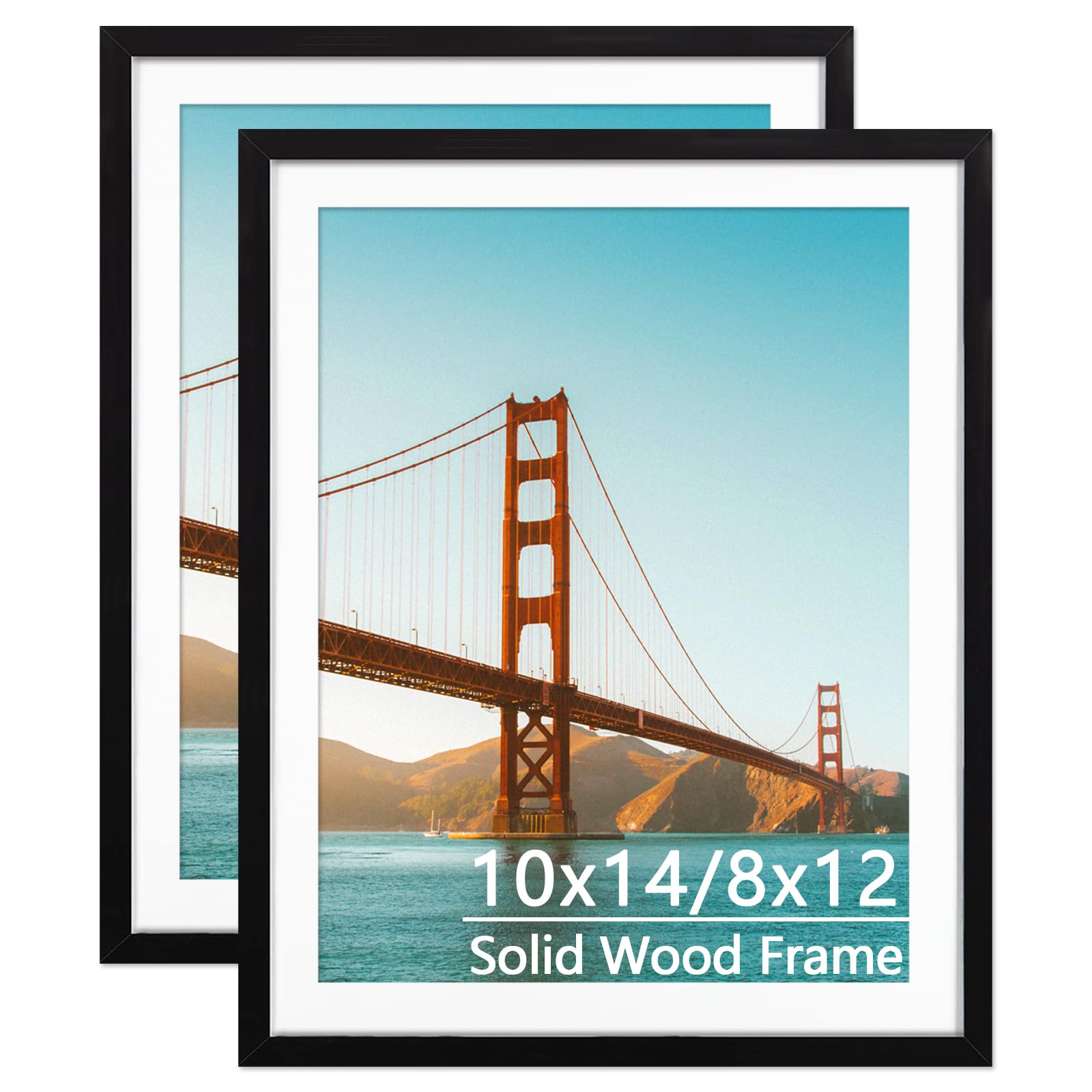 View 1 of 10x14 Wood Picture Frame Diamond Painting Frames Display 10x14in / 25x35cm Without Mat or 8x12in / 20x30cm with Mat 10x14 Frame for Photo Poster Puzzle Diamond Art Gallery Wall Hanging - Black 2 Pack