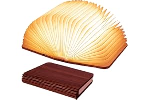 Vergissm Wooden Book Light, 3 Colors Folding Book Lamp, LED Book Light Rechargeable Foldable Paper Lamp for Home Decor Birthday Gifts
