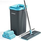 JOYMOOP Mop and Bucket Set with Wringer, with 5 Reusable Microfiber Mop Pads, mops for Floor Cleaning and Wall Cleaning, Hand