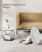 VASAGLE Round Coffee Tables Set of 2 White Black LET040B59 view 7