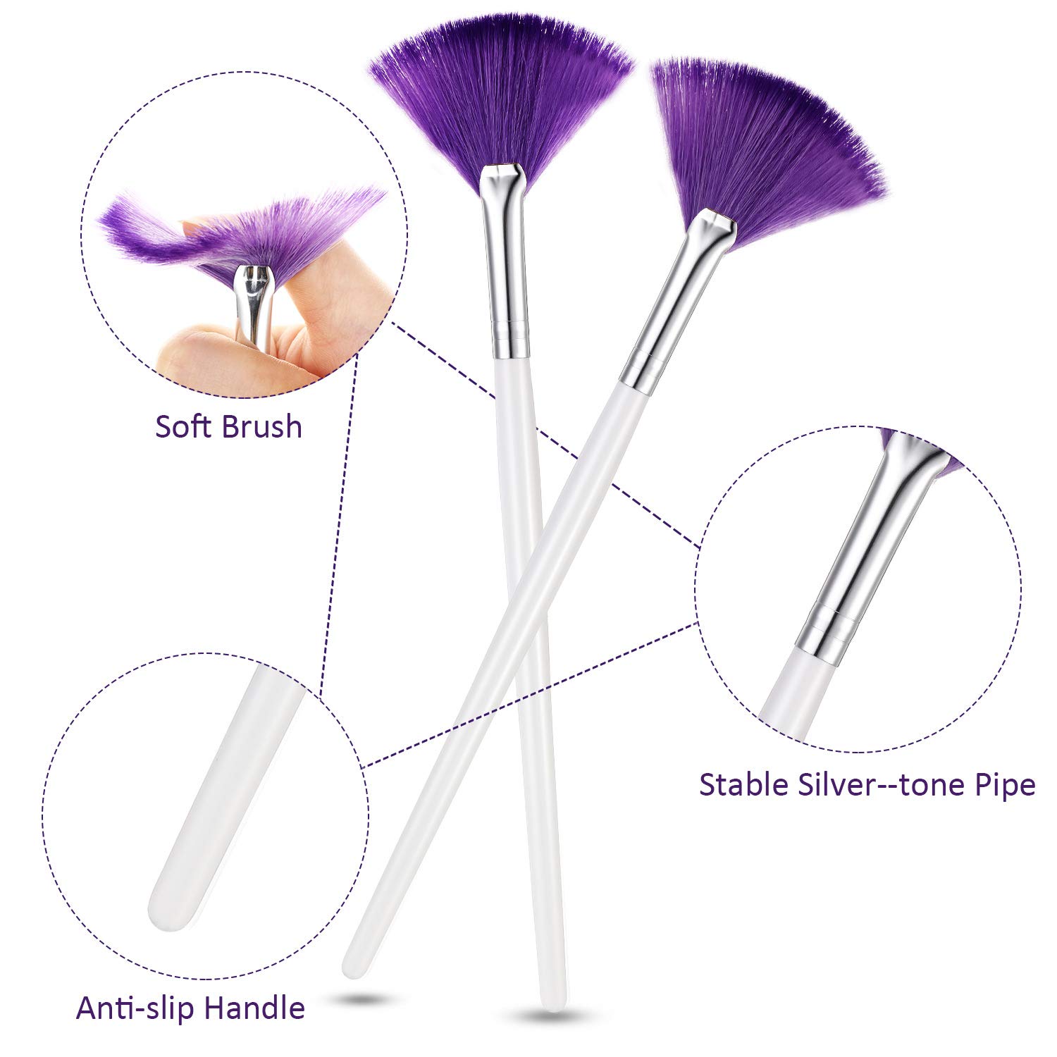 16 Pieces Fan Mask Brush Fan Applicator Long Handle Makeup Brush Facial Brushes Cosmetic Tools, 4 Colors: Beauty