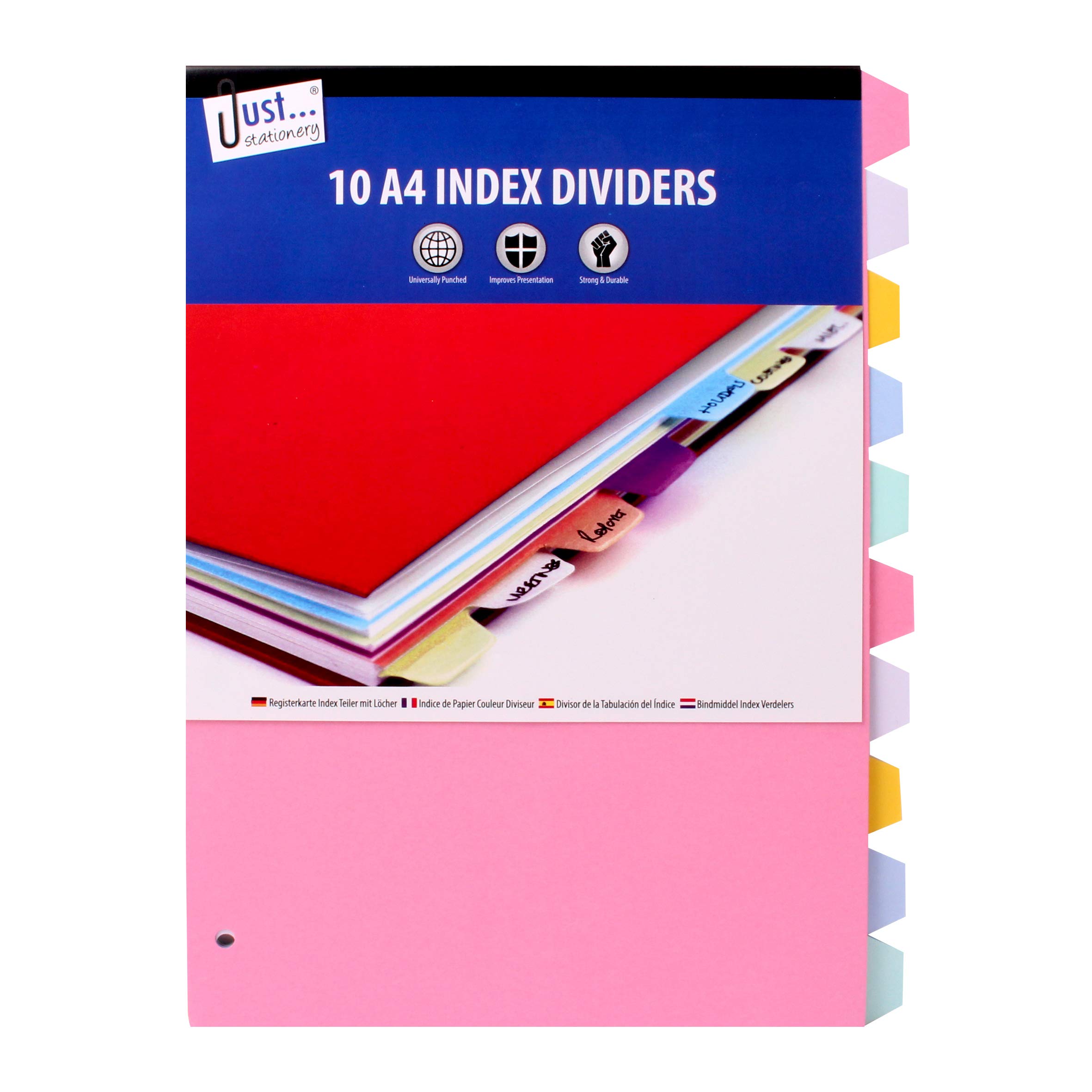 Just Stationery 10 A4 Paper Index Divider, 4051