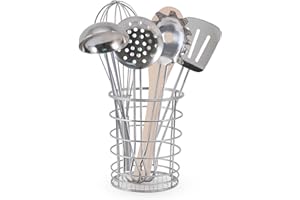Melissa & Doug Stir & Serve Cooking Utensils (7 pcs) - Stainless Steel & Wooden Play Kitchen Accessories, Preschool Learning Toys for Girls & Boys 3+
