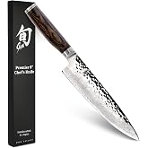 Shun Premier 8" Chef's Knife | Handcrafted Japanese Kitchen Knife, VG-MAX Core, Damascus Stainless Steel Cladding, Pakkawood Handle