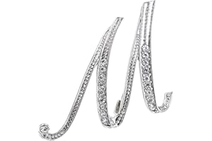 PPhtony 26 Letter Brooch Pins Small Silver Metal Rhinestone Crystal Initial A~Z Alphabet Brooch Lapel Pins for Men Women Girls Boys Birthday Christmas Wedding Gift