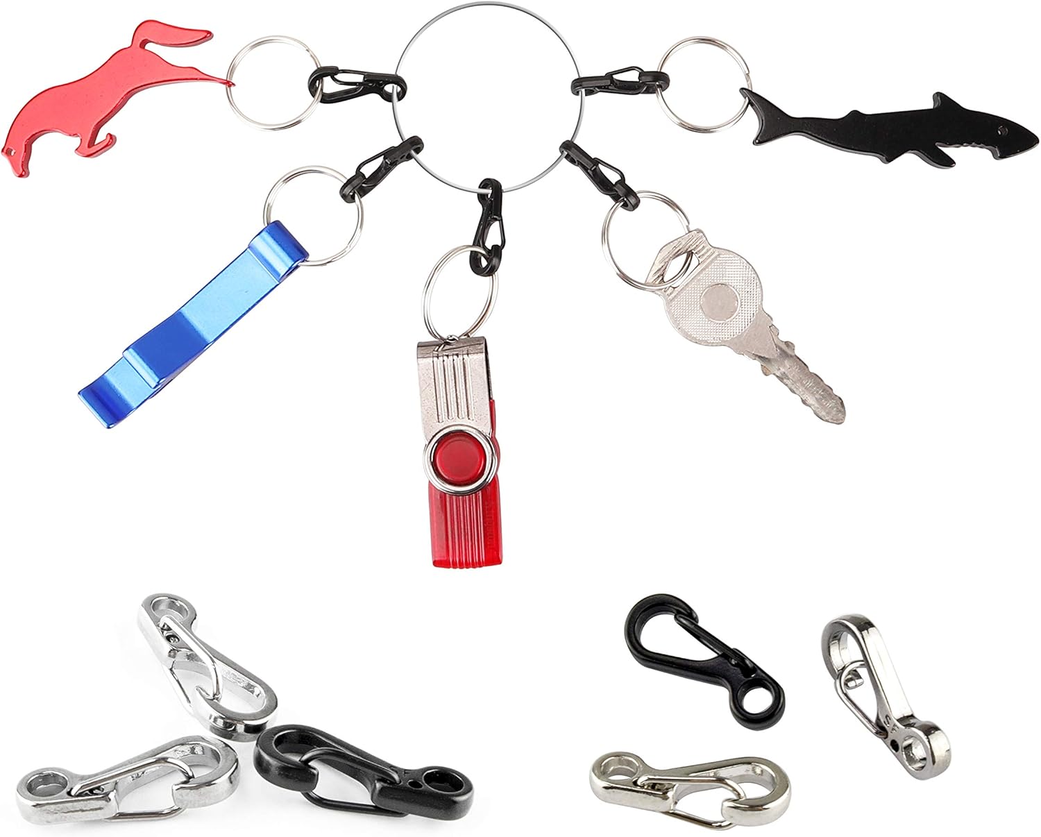 Swatom Mini SF Alloy Carabiner Clip Tiny Spring Snap Hook Carabiners for Paracord Backpack Camping Bottle Using Keychains Accessories 10pcs (New Black Style): Sports & Outdoors
