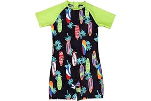 AIWUHE Boys one Piece Swimsuit Zipper Rash Guard Kids Long Sleeve Bathing Suits UPF 50+ Sun Protection Swimwear 2-9Y