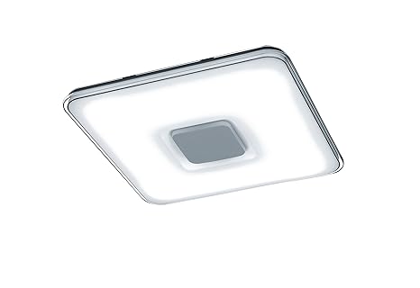 Trio Leuchten LED Deckenleuchte Kyoto 628815001, Acryl weiß, Rand klar, 45 Watt, Fernbedienung Helligkeit und Lichtfarbe eins