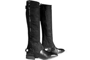 HORZE Amara Adult Equestrian Half Chaps | Synthetic Leather Zip-Up Pair | Accurate Size Chart in Images