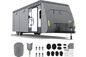 Fonzier Extra Thick 7 Layers Travel Trailer RV Cover, Anti-UV, Weatherproof, Rip-Stop, Utility RV Cover for 34'1"-37'