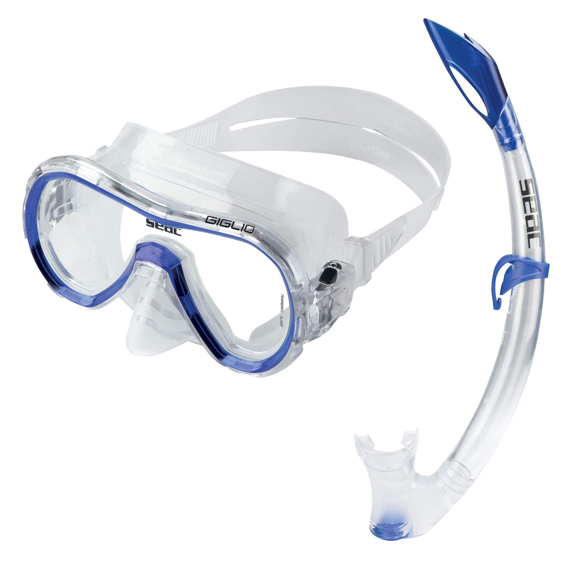 SEACGiglio Premium Dry Adults Scuba Diving Swimming Snorkeling 100% Pure Silicone Mask Snorkel Set w/Gear Bag