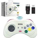 Retro-Bit Official Sega Saturn 2.4 GHz Wireless Controller 8-Button Arcade Pad for Sega Saturn, Sega Genesis Mini, Switch, PS