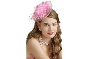 Cizoe Fascinators Hats for Womens 50s Headwear with Veil Flower Cocktail Wedding Tea Party Church Derby Hat