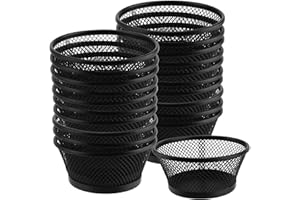 PINGEUI 20 Pack Paper Clip Holder, Metal Paperclip Holder Black Desk Paperclip Mesh Holder Binder Clip Dispenser, Round Paper Clip Holder Bulk Mesh Paper Clip Holder for Desk, Office Supplies