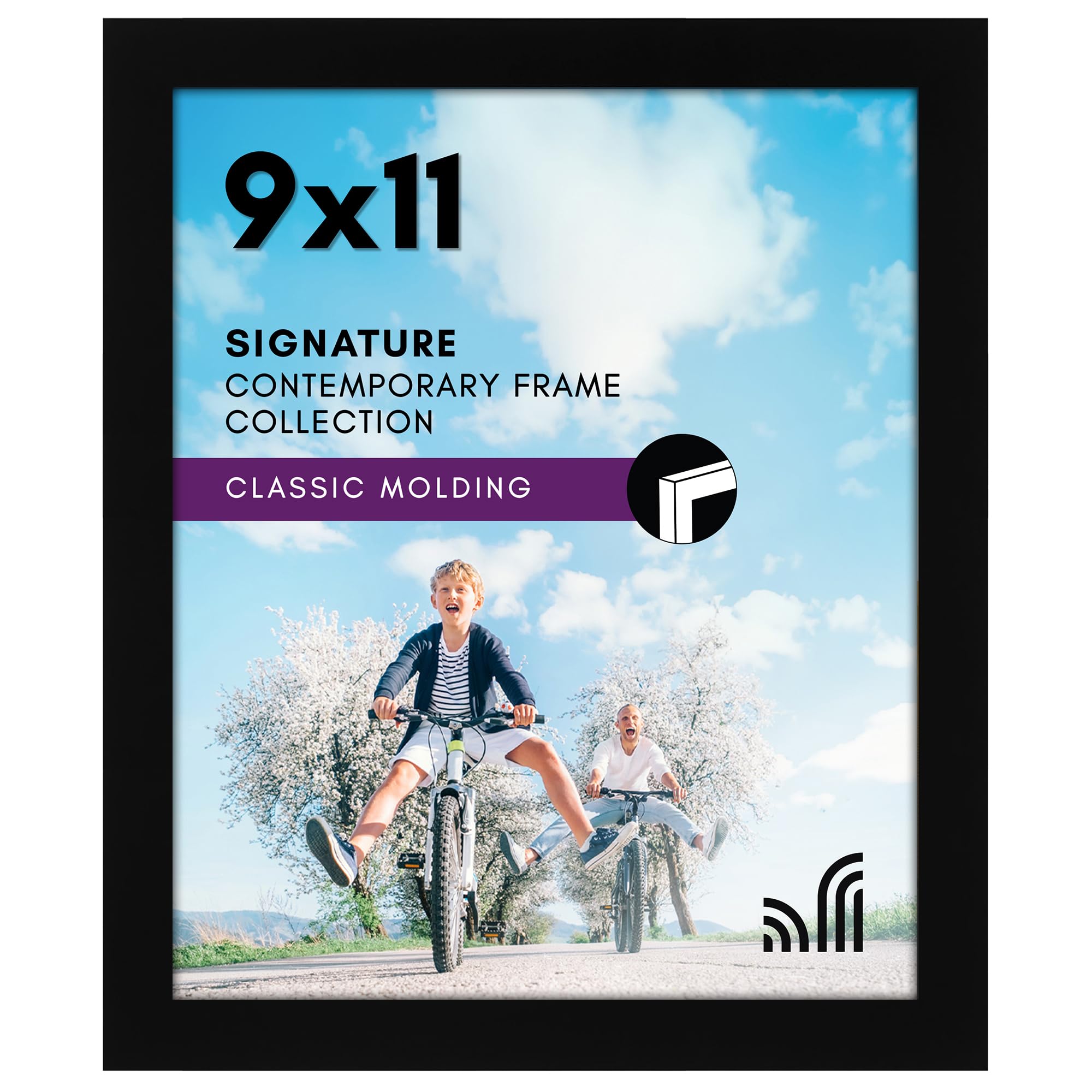 Photo 1 of Americanflat 9x11 Picture Frame with Shatter-Resistant Glass - Signature Collection - Gallery-Style Frames Made of Engineered Wood - Photo Frame for Tabletop and Wall Display - Black