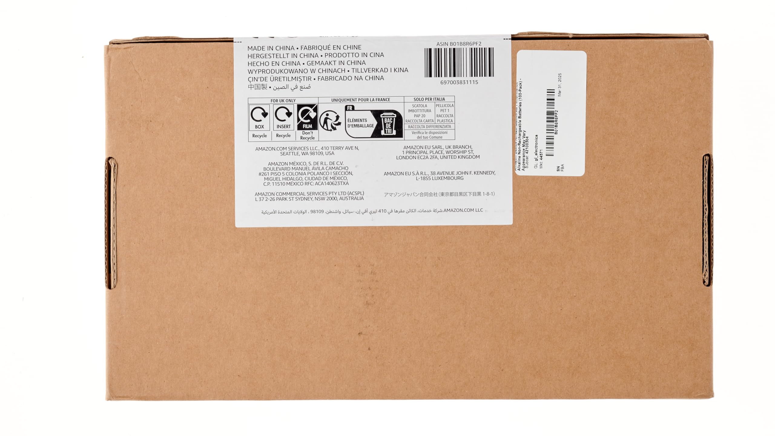 Amazon Basics 100-Pack AA Alkaline High-Performance Batteries, 1.5 Volt, 10-Year Shelf Life