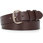 JASGOOD Women Leather Belt for Jeans Pants Gold Buckle Lady Casual Dress Waist Belt