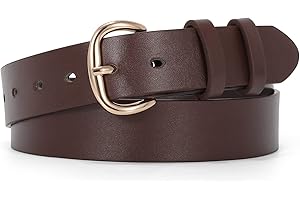 JASGOOD Women Leather Belt for Jeans Pants Gold Buckle Lady Casual Dress Waist Belt