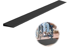 Nuvium 0.6" Rise Threshold Ramps for Doorways, 2000 Lbs Load Capacity, 35.5" Wide Natural Rubber Power Wheelchair Ramp is Adjustable and Cuttable for Doorways, Curb, Sweeper, Power Scooters, Bathroom