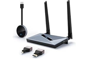 Wireless HDMI Transmitter and Receiver, Plug and Play Support 2.4/5GHz 4K for Streaming Video and Audio to Monitor from Lapto