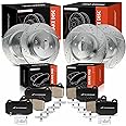 A-Premium Front and Rear Drilled and Slotted Disc Brake Rotors + Ceramic Pads Kit Compatible with Select Infiniti and Nissan Models - G35 2004, 350Z 2003-2008, 12-PC Set