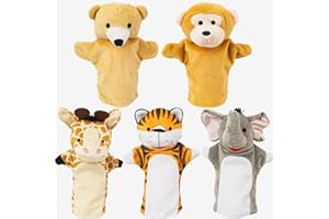 Yolococa Hand Puppets Animal Hand Party Toy for Kids, Soft Plush Puppet, 5 Pack