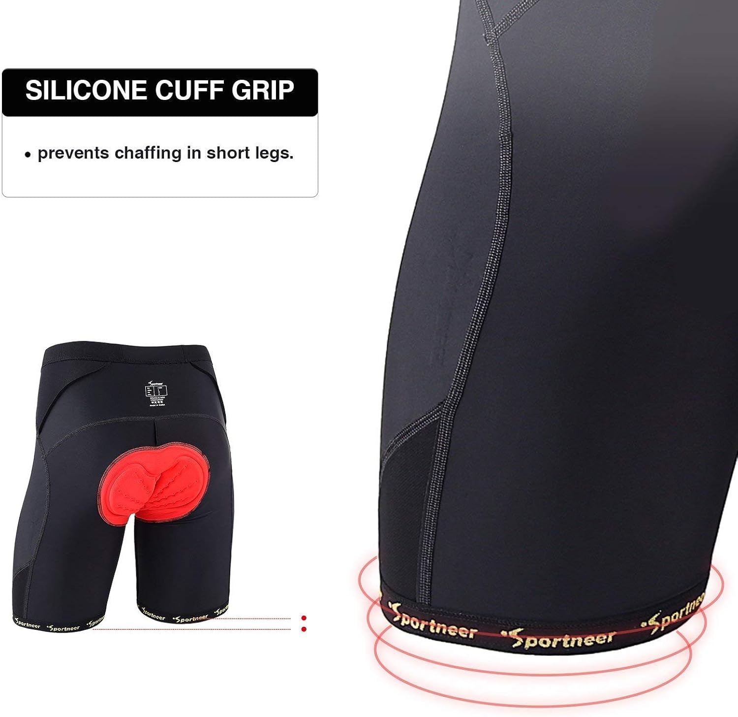 Sportneer Men's Padded Cycling Shorts Bike Bicycle Pants Tights Breathable and Absorbent : Clothing