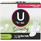 U by Kotex Security Ultra Thin Feminine Pads with Wings, Heavy Absorbency, Unscented, 32 Count