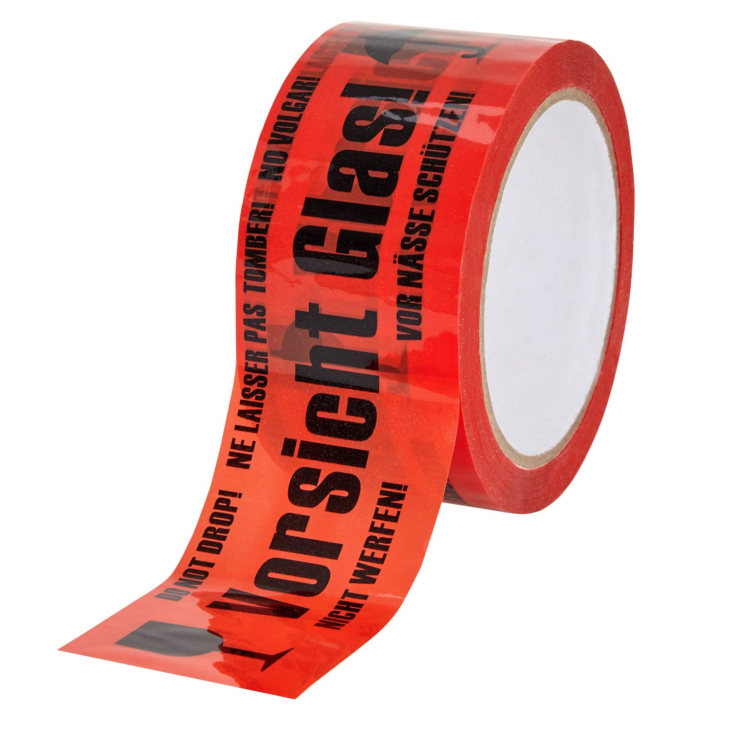 baytronic PP Warning Tape Caution Glass 66 m x 50 mm, 32μ, Red (1 x Roll)