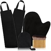 FUNAN Self Tanning Application Kit, 4-Piece Set with Back Applicator, Mini Mitt, Tanning Mitts and Ultra Soft Self Tanner Brush Bamboo Kabuki Brush, Black