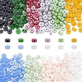 CRAFTYMELODY 600Pcs Bugle Round Glass Seed Beads 12 Color 6mm Spacer Loose Beads Bulk Disc Rondelle for Jewelry Making Accessory Supplies DIY Craft Bracelet Necklace Earring Home Decoration