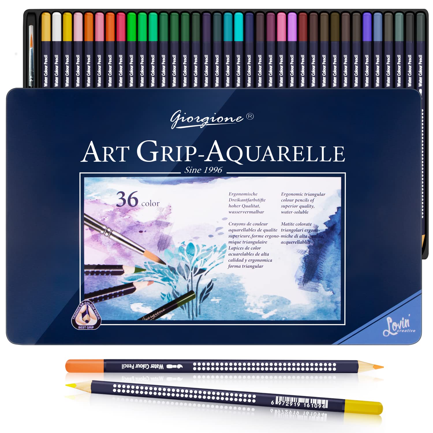 Reaeonat Watercolour Pencils, 36 Professional Colored Pencil Set in Tin Box for Adult, Artist and Beginners Drawing Sketching Painting Coloring Book