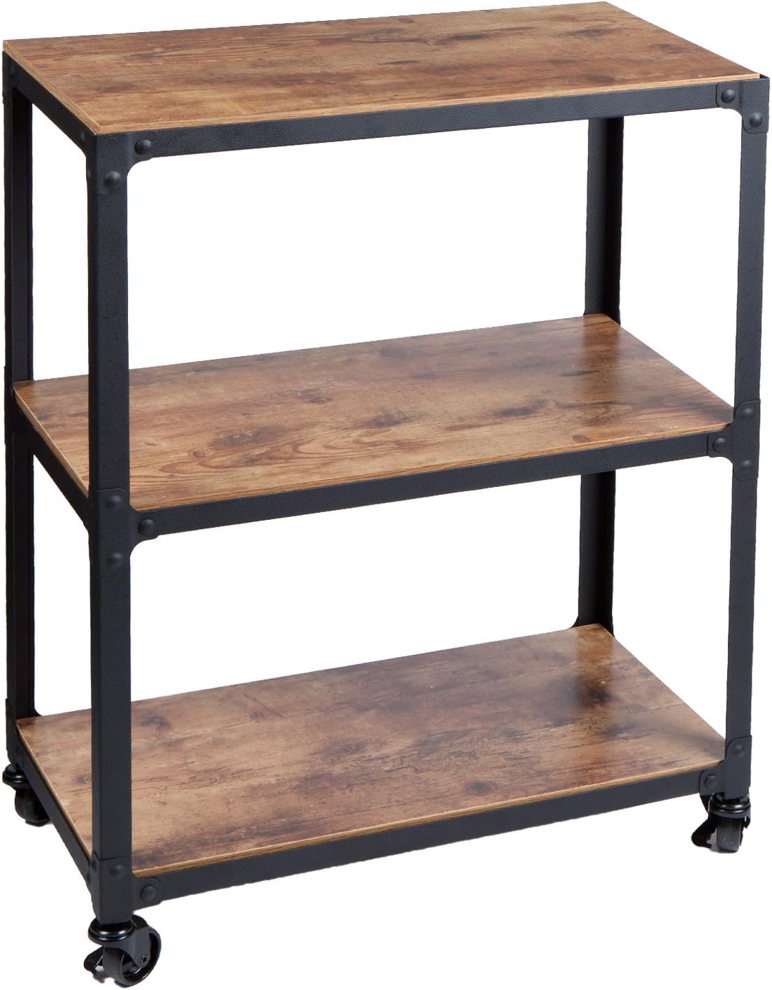 Mind Reader Charm 3 Tier Wood/Metal Untility Cart, Black/Brown: Home & Kitchen