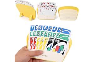 Card Holders for Playing Cards, 4 Pack, Yellow, Plastic Stand for Adults, 3-Slot Fan Design for Canasta, Poker, Uno