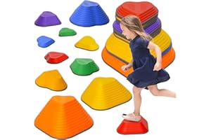 Qaba Stepping Stones Kids, Obstacle Course for Kids, Non-Slip Heart-Shaped Balance Stepping Stones, Stackable Balance Blocks 