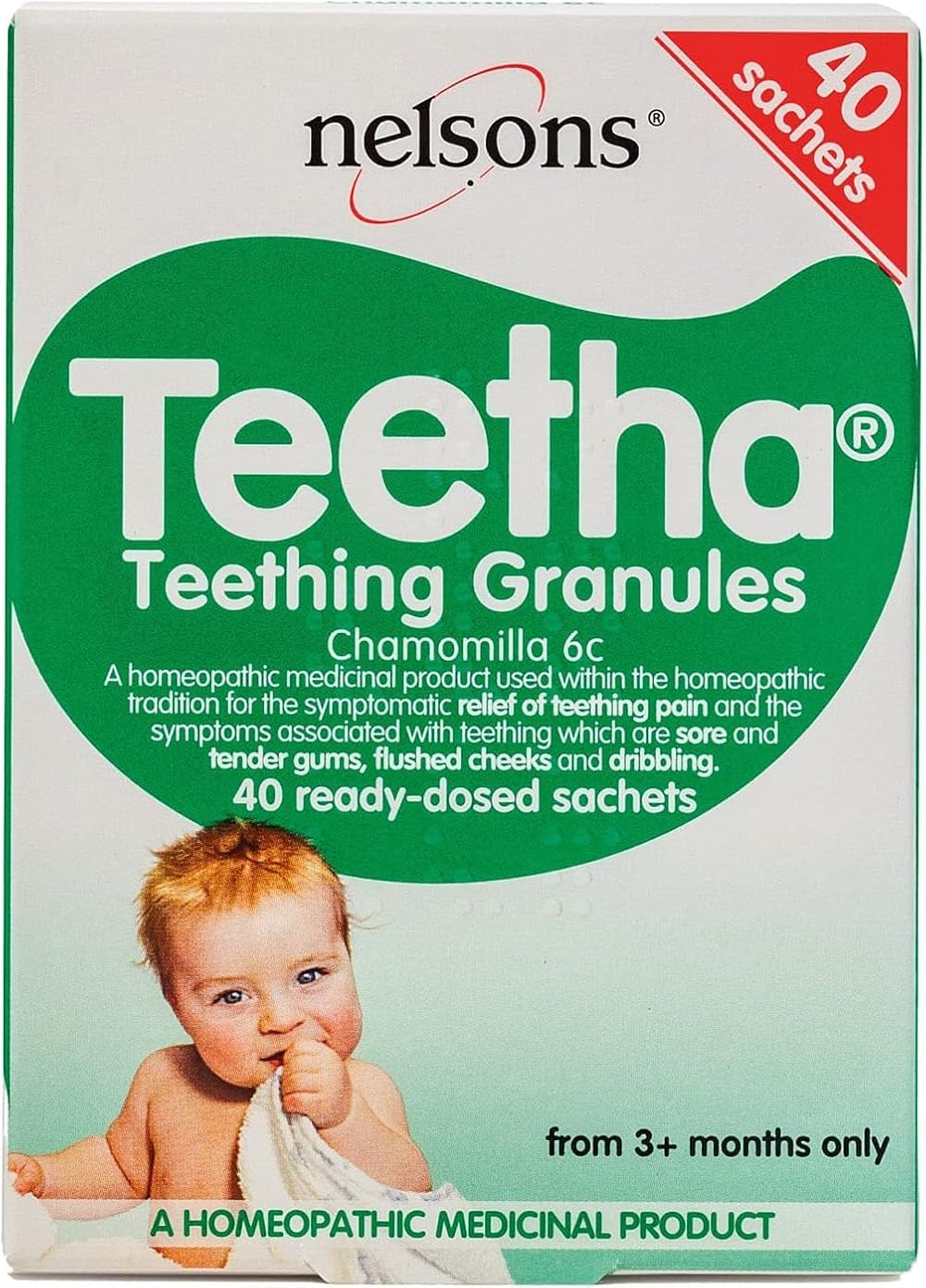 Teether Teetha Baby Teething Granules 40 Sachets Chamomilla 6c 3+ Months