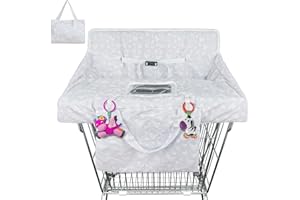 YRHSNCLSDG Heart Shopping Cart Cover & Grocery Cart Cover for Baby, Portable 2-in-1 High Chair Cover with Safety Harness, Multifunctional Cart Covers for Babies with Clear Phone Pouch