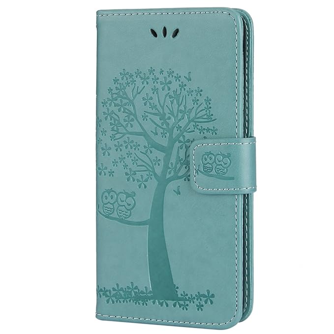 EUWLY Kompatibel mit Galaxy S7 Hülle Handyhülle Luxus Baum Eule Bookstyle LederHülle Ledertasche Klappbar Handy Schutzhülle H
