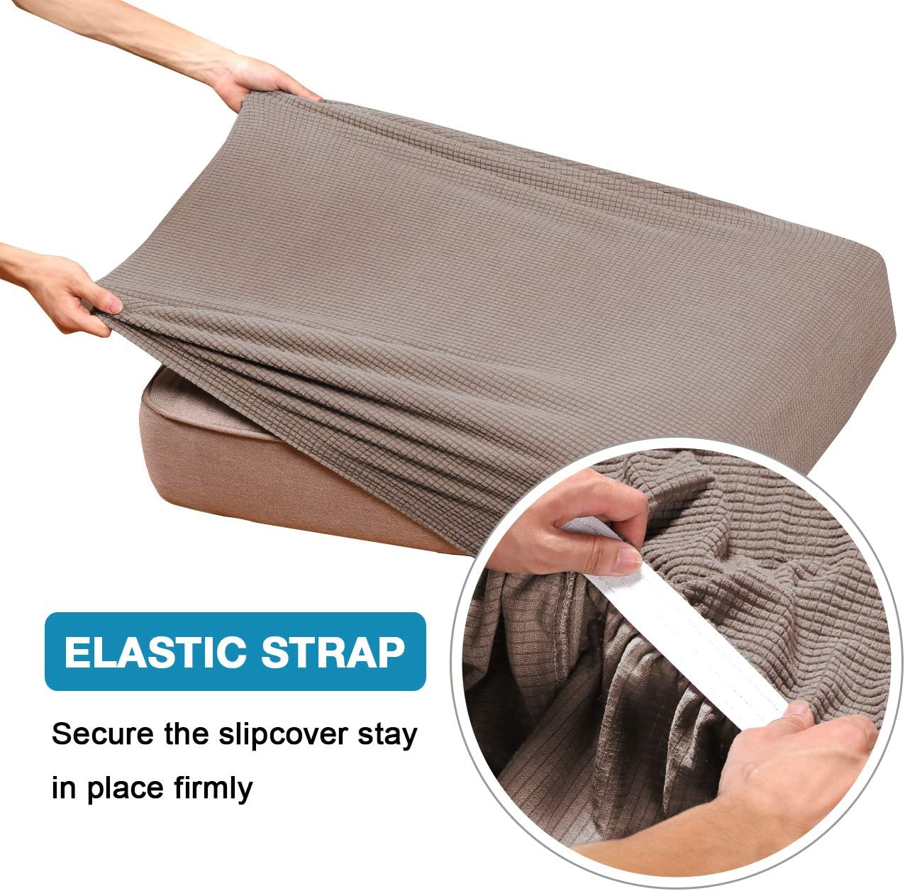 High Stretch Seat Cushion Cover Sofa Cushion Furniture Protector fot Sofa Seat Sofa Slipcover Sofa Cover Soft Flexibility with Elastic Bottom (3 Pieces Cushion Covers, Taupe): Furniture & Decor