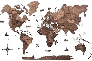 ENJOY THE WOOD 3D Wood World Map Wall Art Large Wood Wall Décor Housewarming Gift Idea Wood Wall Art World Travel Map For Hom