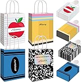 FOGWOWO 48 Pcs Teacher Gift Bags Bulk Paper with Handles,Pencil Crayon Marble Notebook Line Teacher Appreciation Gifts Back to School Gift End of Year Gift Treat Bag for Graduation Thanksgiving Christmas Wrapping Bag