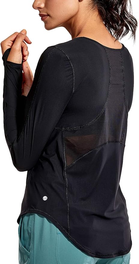 Amazon Crz Yoga Tシャツ スポーツ 長袖 レディース メッシュバック 4wayストレッチ 贅肉カバー 指穴付き フィットネス トレーニング シャツ 通販