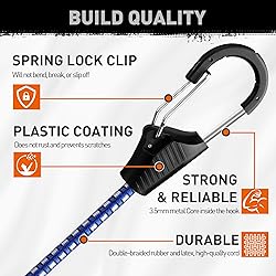 HORUSDY 10-Piece Heavy Duty Bungee Cords with Metal