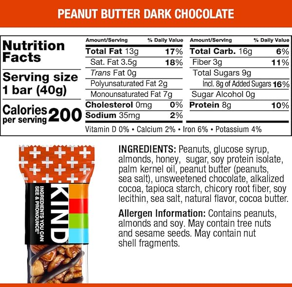 KIND DARK CHOCOLATE PEANUT BUTTER BARS, 1.4 OZ