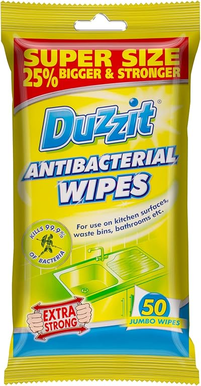 Duzzit Antibacterial Wipes 50 Pack Kills Bacteria Viruses Multi Surface Cleaning